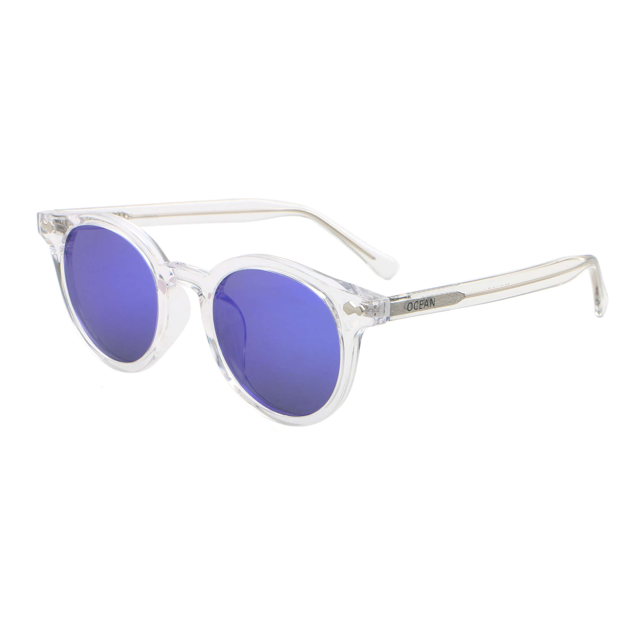 Gafas de sol OCEAN HONFLEUR - Blanco transparente brillante / Revo azul
