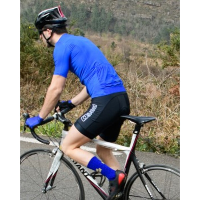 Calcetines de compresión unisex BLUEBALL Peloton - Azul con logo amarillo