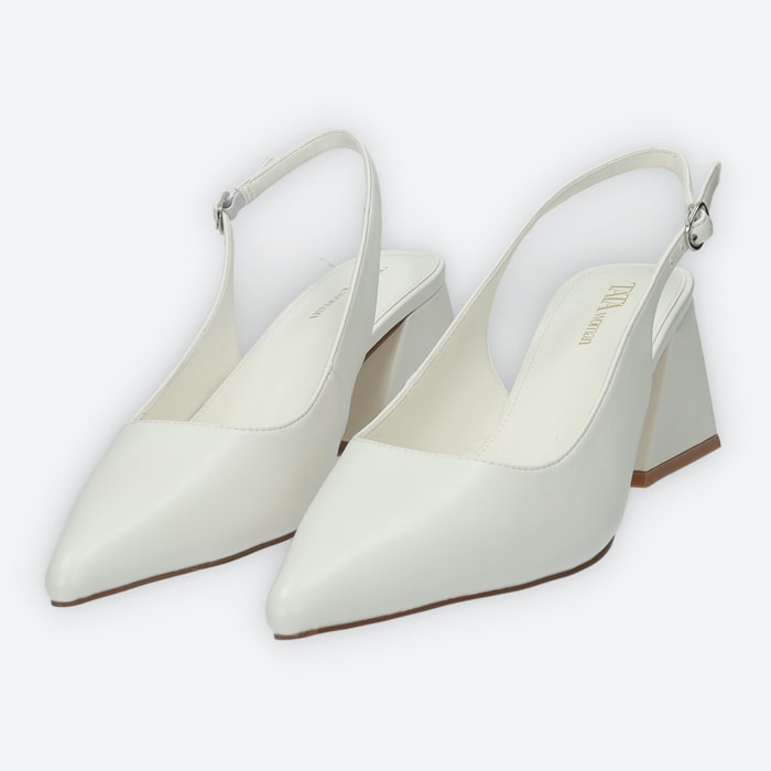 Décolleté sling back Donna Tata Italia Bianco