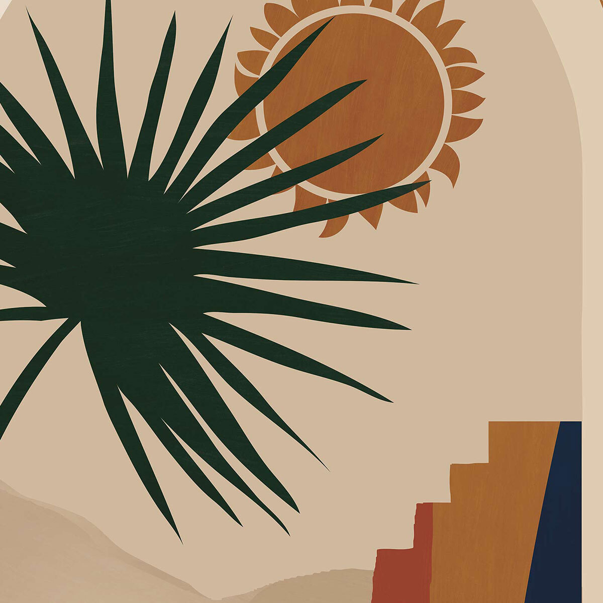 Papier peint, bohemian stairs Terracotta