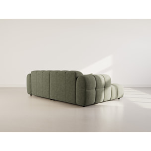 Mini Ray - Canapé d'angle gauche 4 places en tissu texturé - Vert Kaki