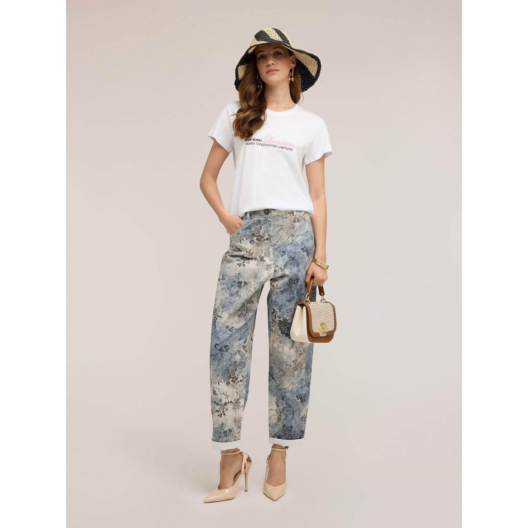 Motivi - T-shirt in jersey con scritta ricamata - Bianco