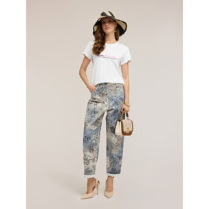 Motivi - T-shirt in jersey con scritta ricamata - Bianco