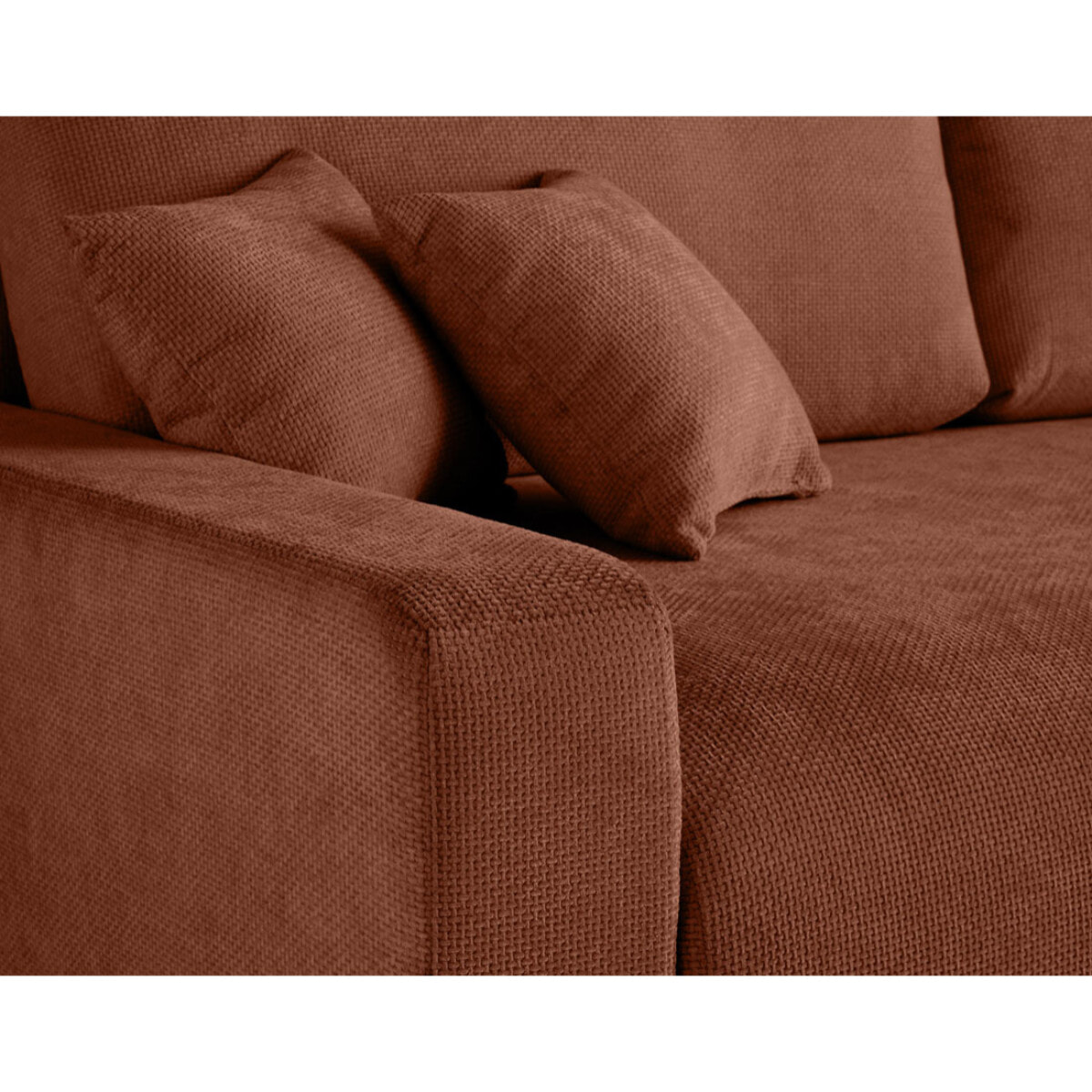 Pivoine - canapé droit 3 places - convertible avec coffre - en velours texturé - Terracotta