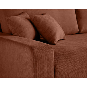 Pivoine - canapé droit 3 places - convertible avec coffre - en velours texturé - Terracotta