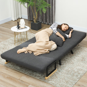 Sofá Cama de 2 Plazas 4 en 1 Sofá Cama Plegable Tapizado en Borreguito con Respaldo Ajustable de 5 Niveles y Almohadas Acolchadas para Oficina Dormitorio Salón 102x73x81 cm Gris Oscuro