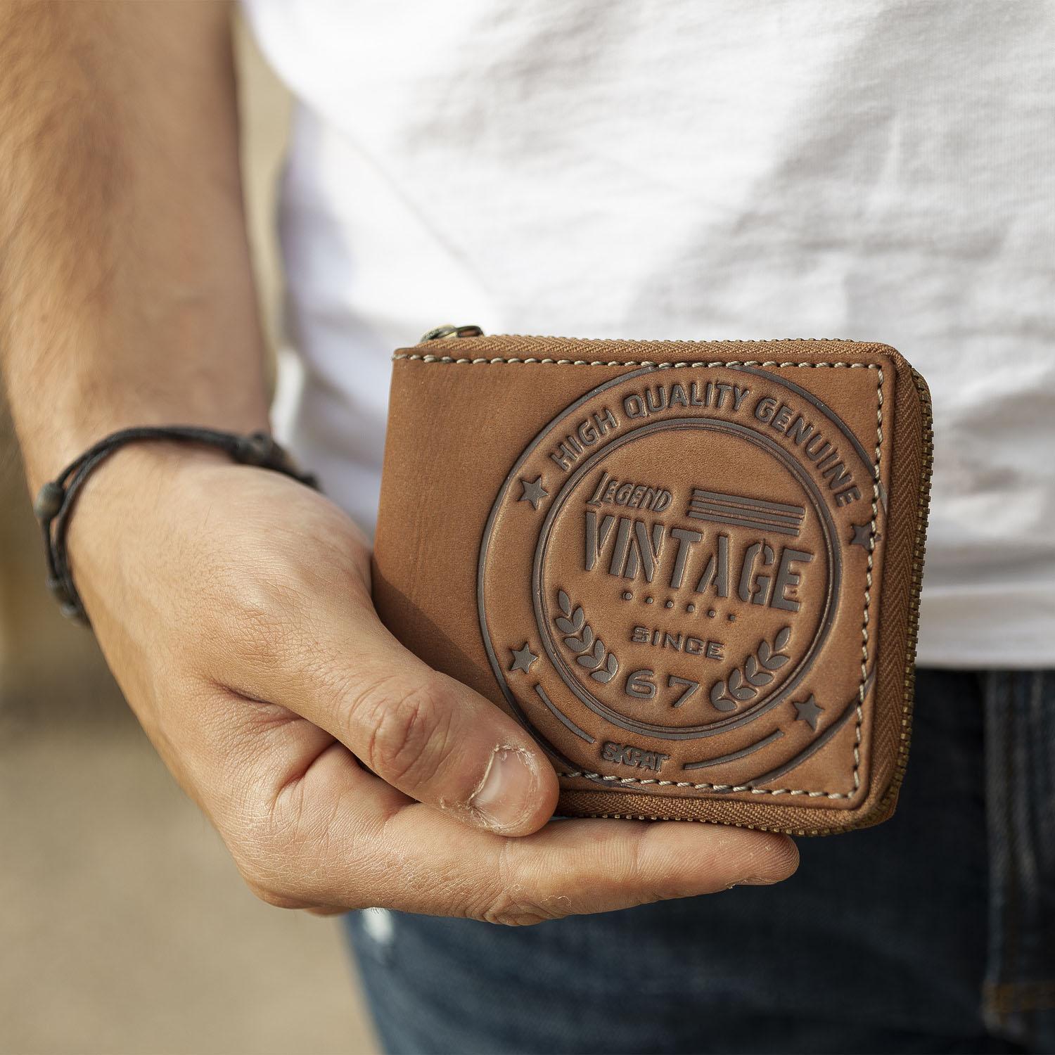 Cartera Hombre Piel Skpat Vintage Marron