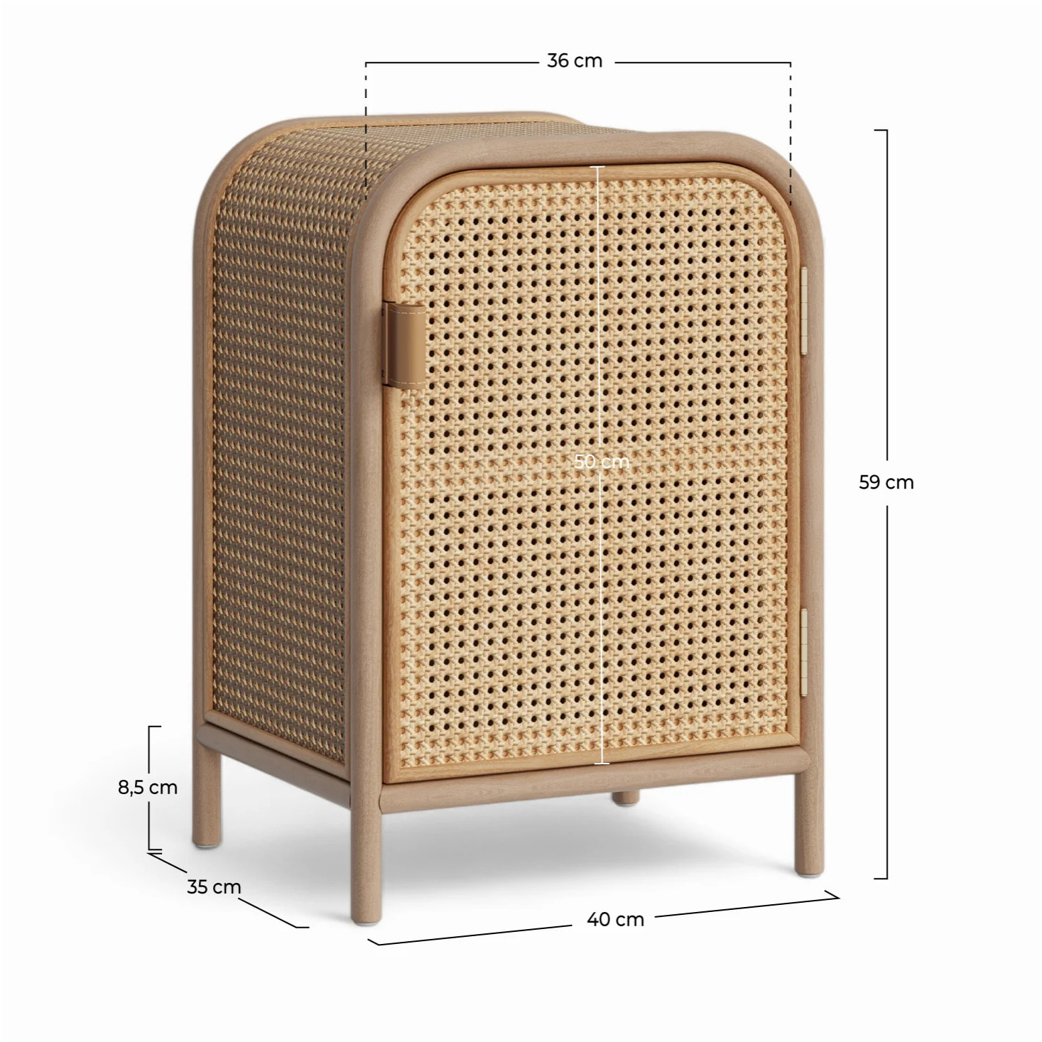 Table de chevet en rotin, 1 porte - Alata