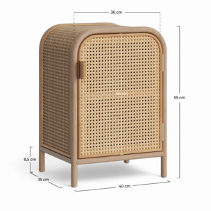 Table de chevet en rotin, 1 porte - Alata