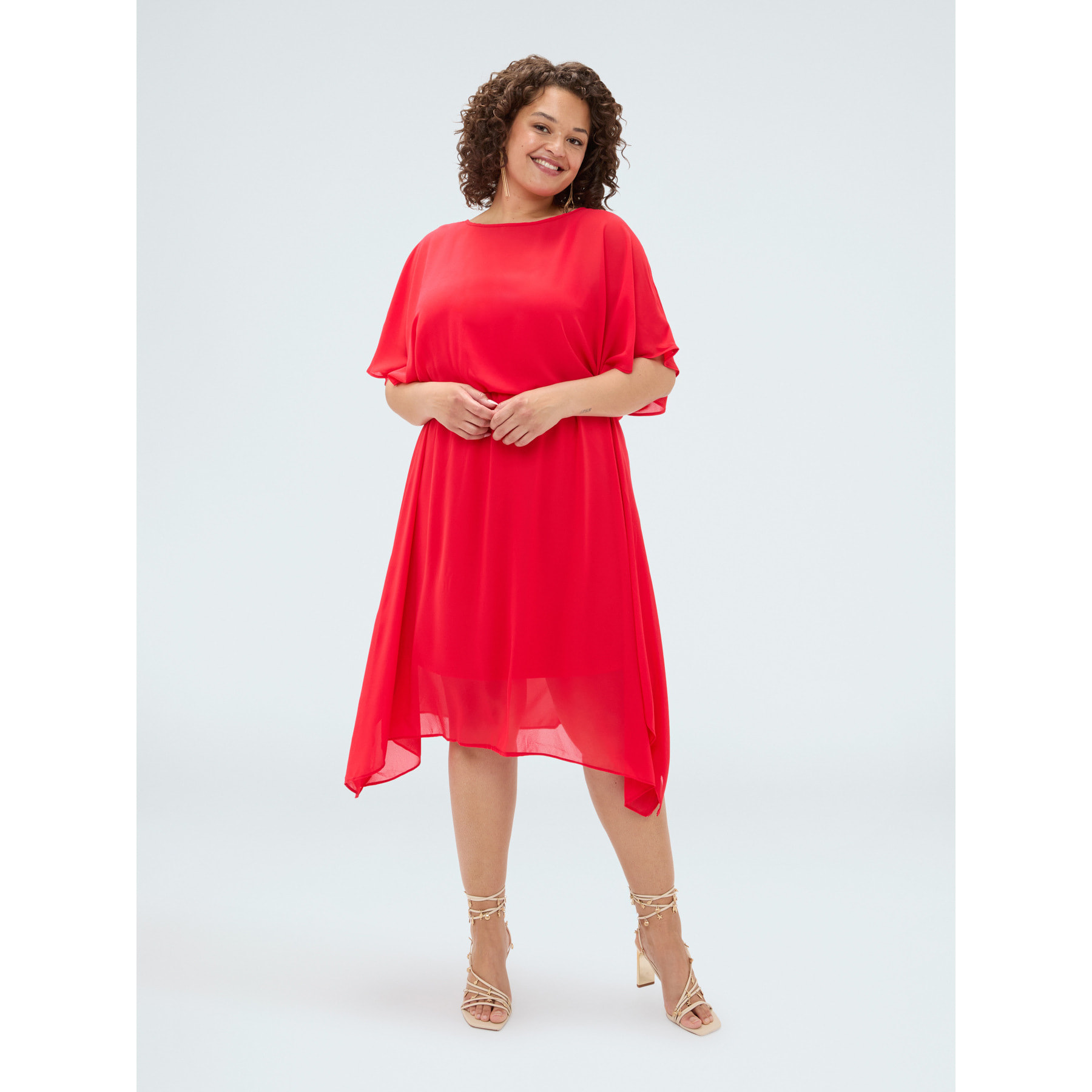 Fiorella Rubino - Vestido de georgette con dobladillo asimétrico - Rojo