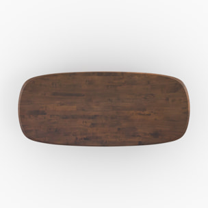 Table rectangulaire en bois d'hévéa massif foncé 10 personnes - Aladin