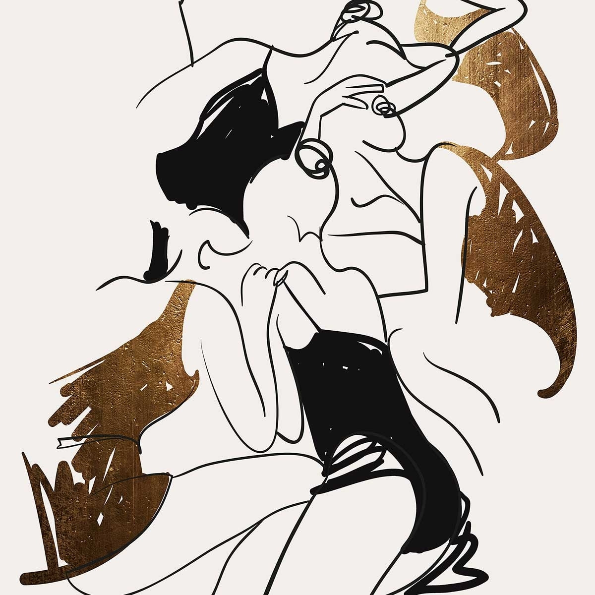 Affiche dessin ""ballerines"" Affiche sous cadre noir