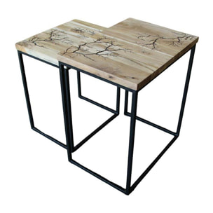 Tables basses gigognes x2 plateau teck arboré