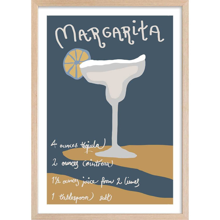 Affiche  pause margarita Affiche + cadre en bois - Chêne
