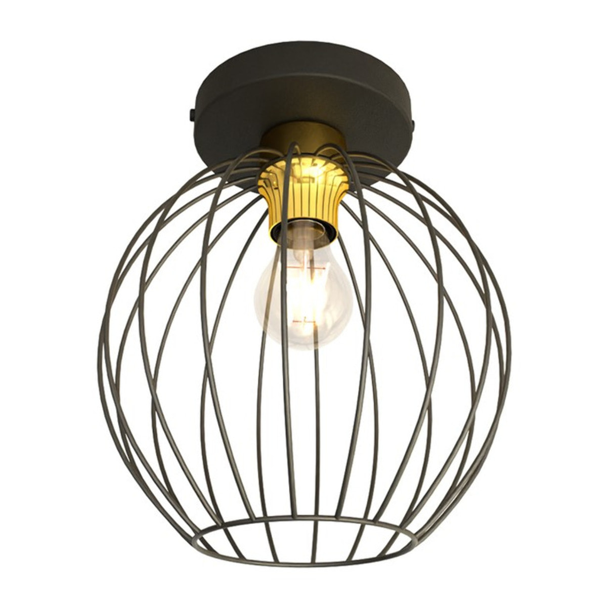 Lampada a soffitto Nest in acciaio nero e oro