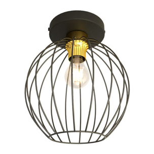 Lampada a soffitto Nest in acciaio nero e oro