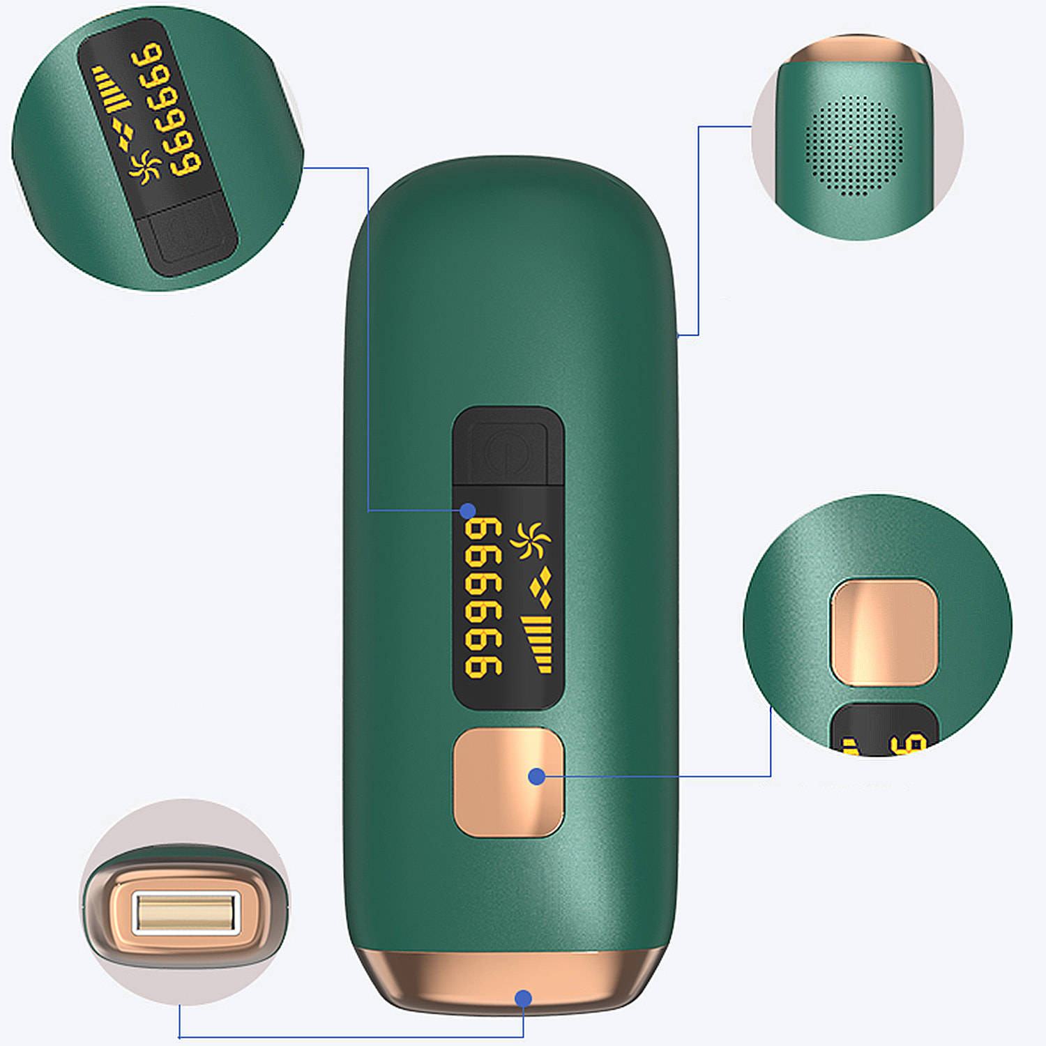 T4 Depiladora IPL de luz pulsada. 5 grados de intensidad,luz contínua alta intensidad 999,999 pulsos.