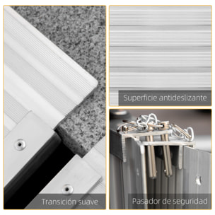 Rampa para Sillas de Ruedas Plegable, 61 cm, Carga 270 kg, Rampa Portátil de Aluminio Antideslizante con Bordes de Seguridad y Asa, para Escaleras, Puertas, Discapacitados