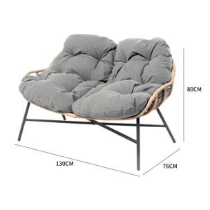 Salon de jardin 4 places canapé + fauteuils gris foncé - CASMA