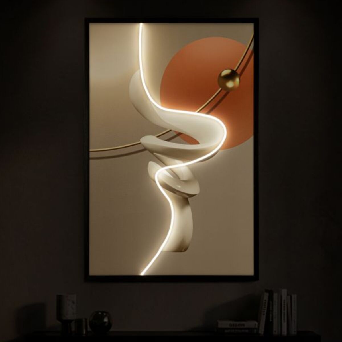 STAMPA C/LED SU TELA ABSTRACT -B- CM 80X4X120