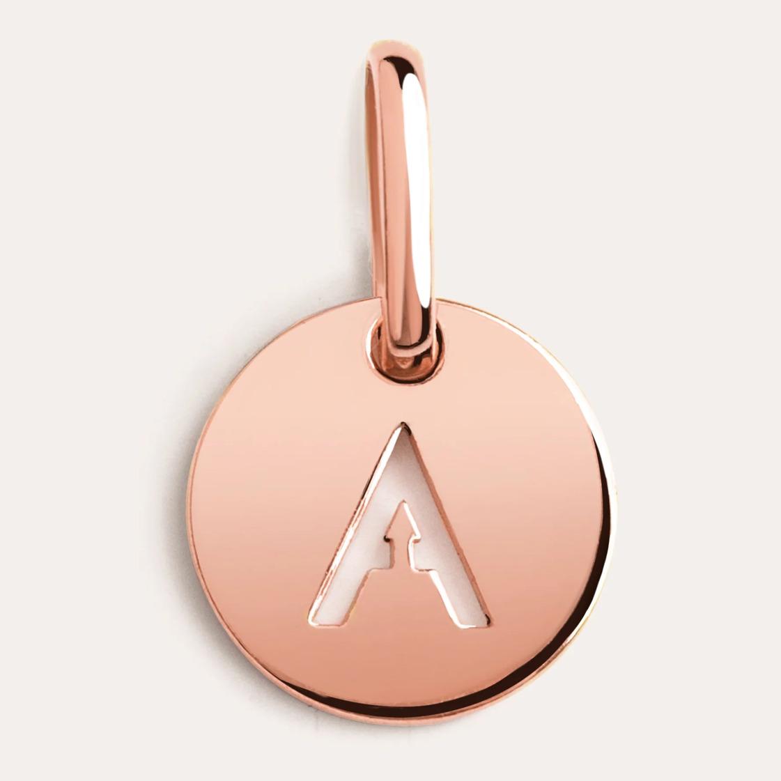 Mini Medallion Letter Plata Baño Oro Rosa