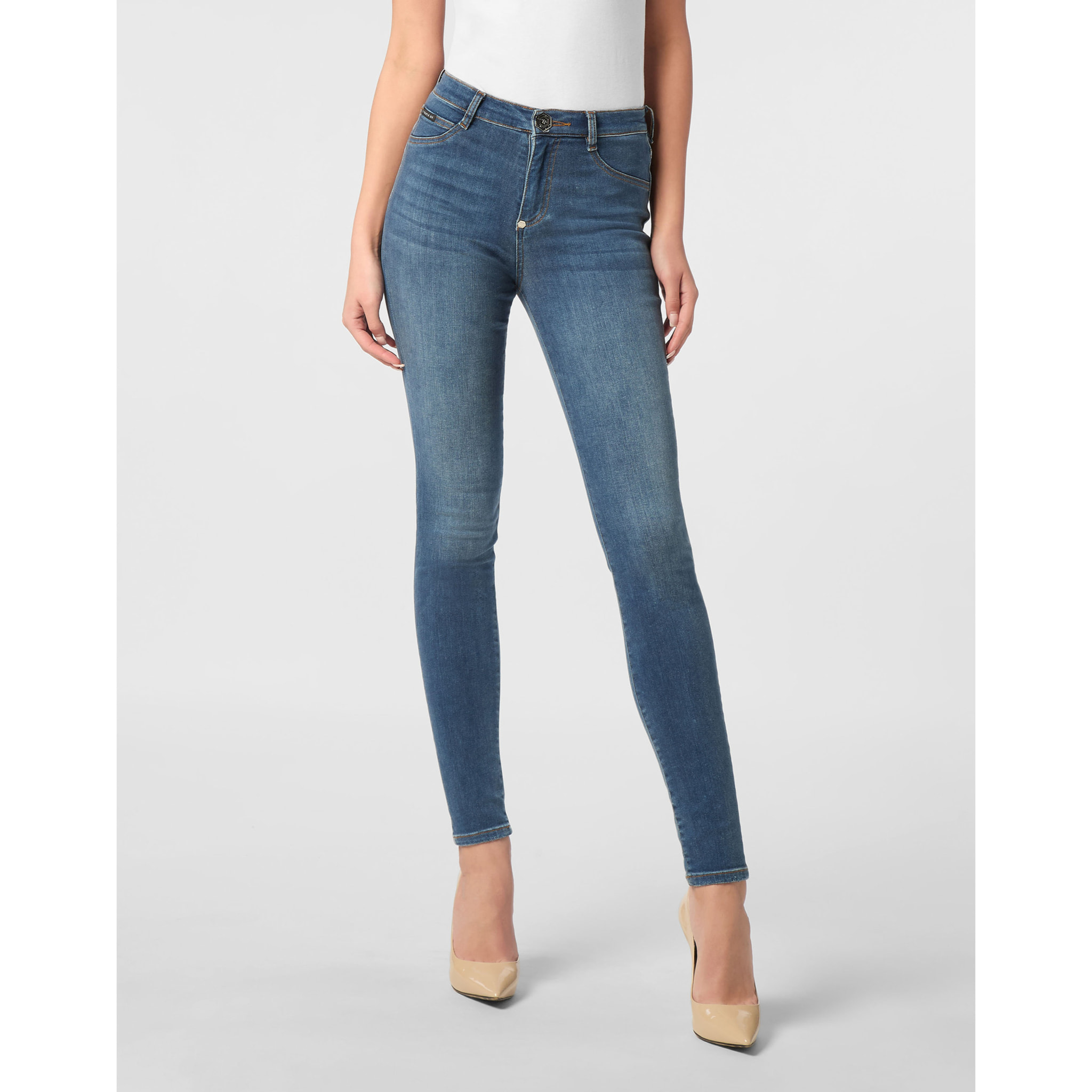 PHILIPP PLEIN Jeggings de cintura alta LOGO