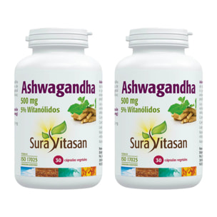 Pack 2x Ashwagandha, Sura Vitasan, 30 cápsulas