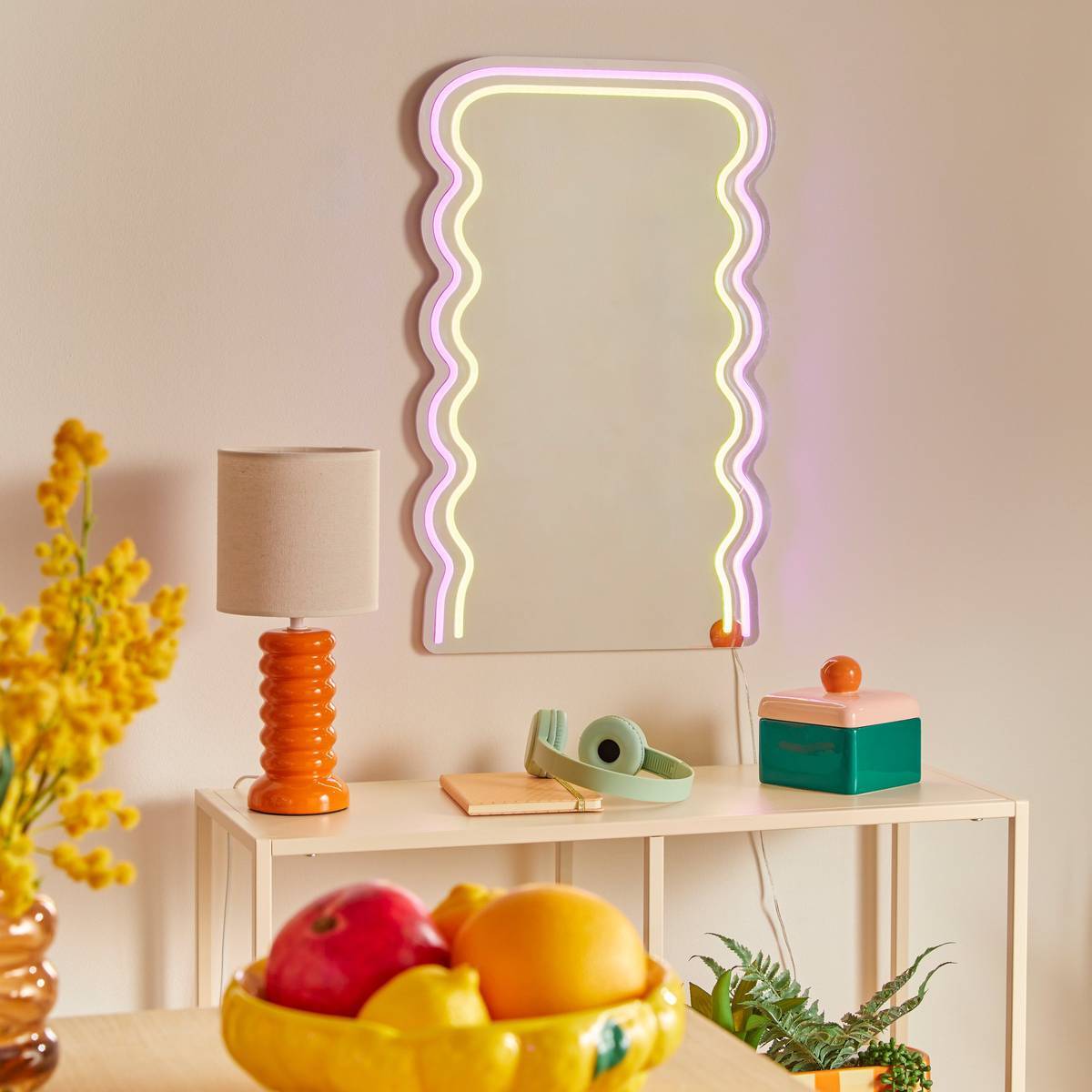 Néon LED Miroir Wavy 60x38cm