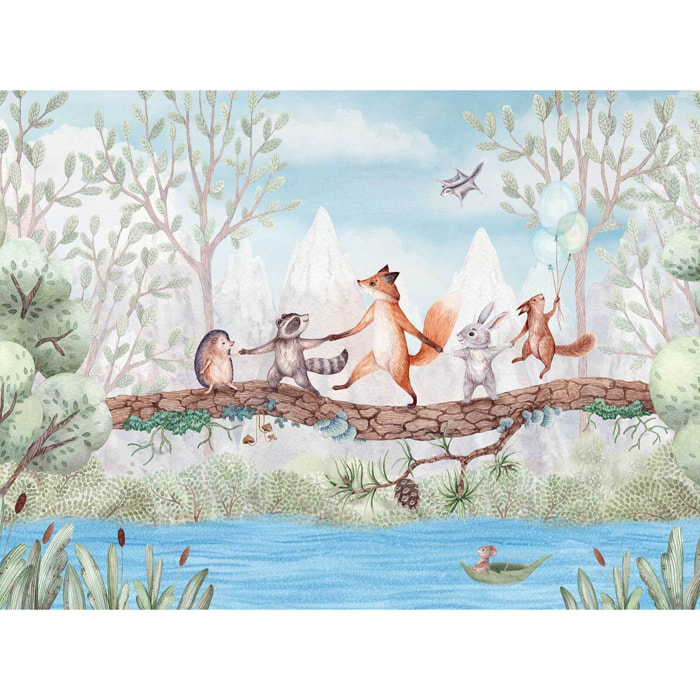 Papier peint chambre enfan Au Dessus de la Rivière Intissé
