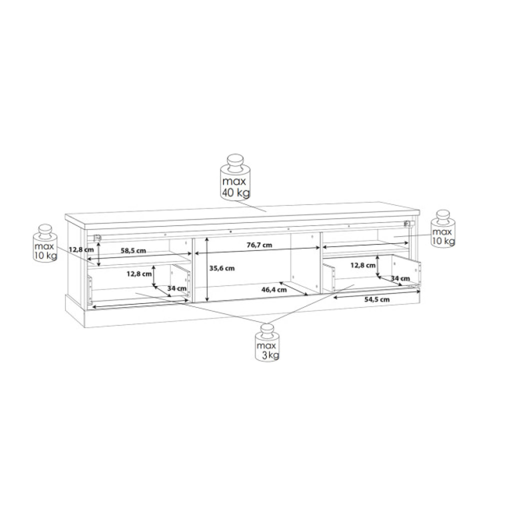 Meuble TV effet bois de chêne & noir L203cm - FACTORY