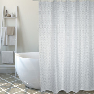Rideau de douche Polyester MOSAàK 180x200cm QUALITE PREMIUM Gris et blanc - Anneaux inclus MSV