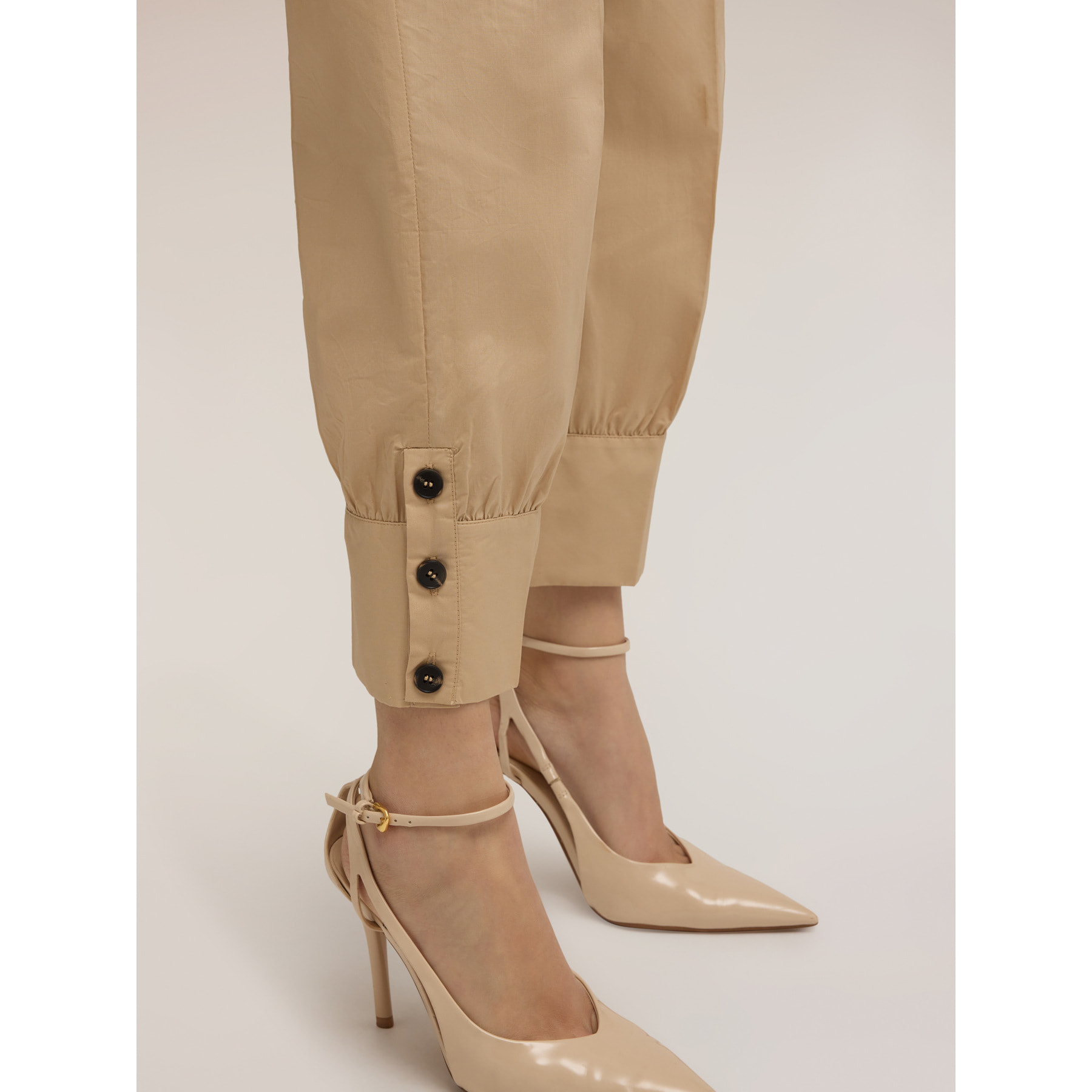 Motivi - Pantalones con puño en popelín - Beige