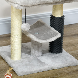 Rascador para Gatos Árbol para Gatos Altura 48 cm con 2 Postes Rascadores Cama Plataforma en U y Cepillo Bola Colgante Gris
