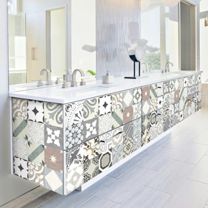 Sticker carrelage - Ambiance Sticker - 60 CARREAUX DE CIMENT MEUBLE AUTHENTIQUES ROMULDINO - 20x20cm
