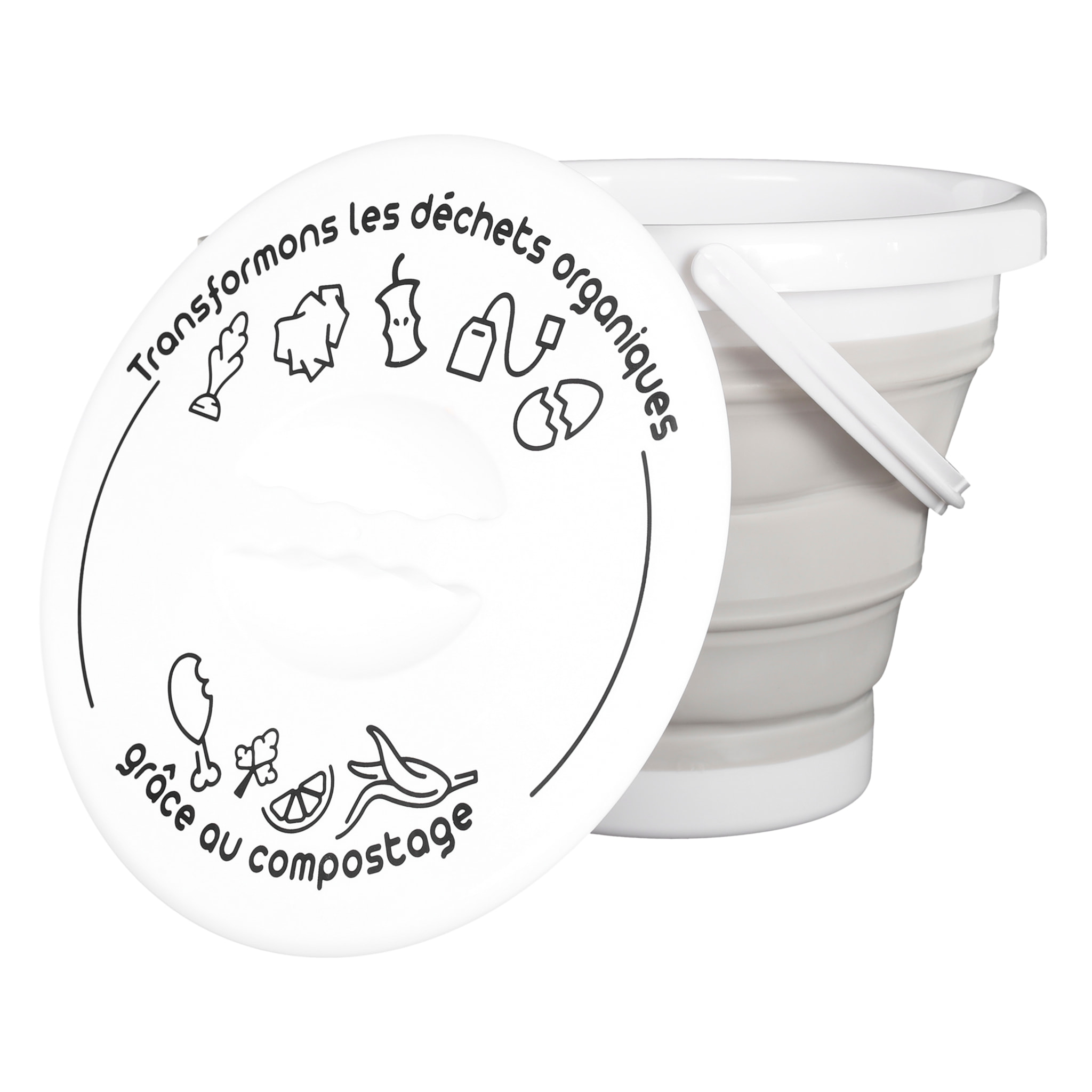 Seau A Compost Pliable Avec Anse Et Couvercle