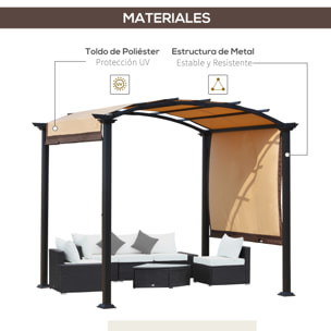 Pérgola 3x2,5m Cenador con Techo Retráctil Jardín Patio Terraza Poliéster Beige