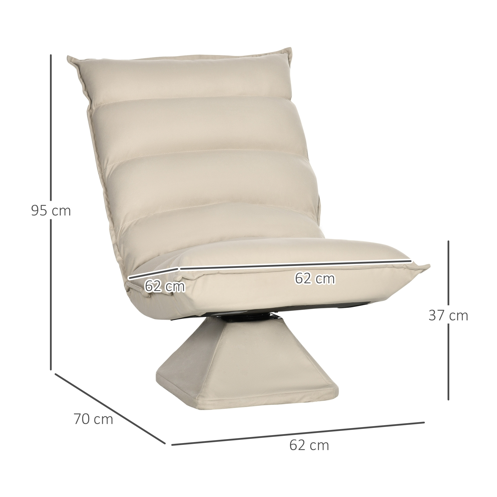 Fauteuil relax grand confort pivotant inclinaison réglable 5 niv. épais garnissage mousse haute densité tissu velours microfibre beige