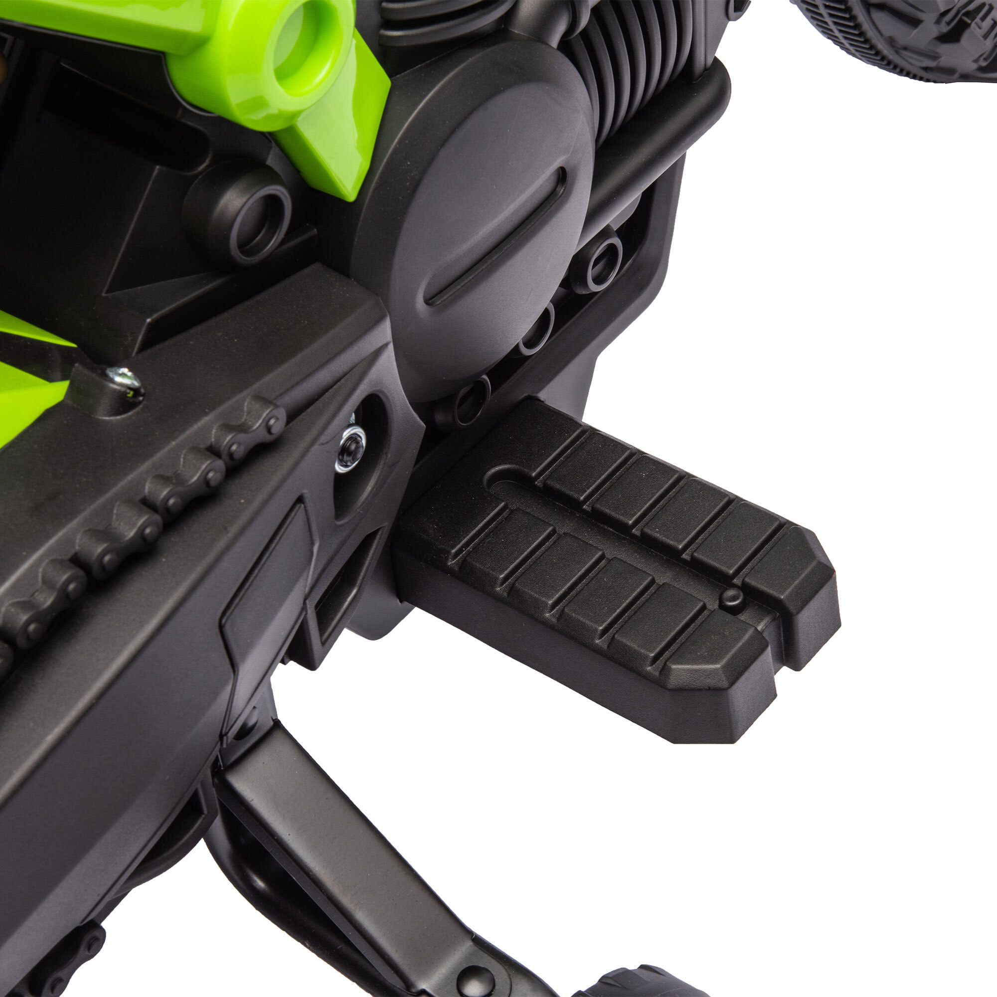 Moto Cross électrique enfant 6 V 2 moteurs effets sonores max. 3 Km/h 30 Kg avec stabilisateurs vert