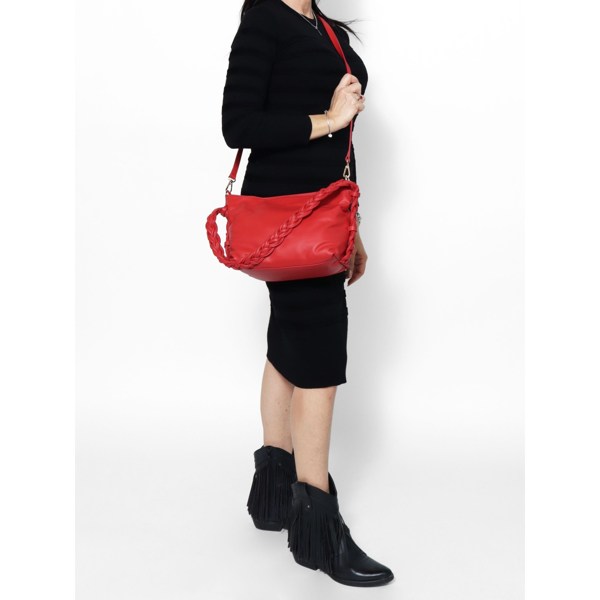 Borsa a spalla da donna - Modello Isara - Vera pelle - 26.0 x 22.0 x 9.0 cm