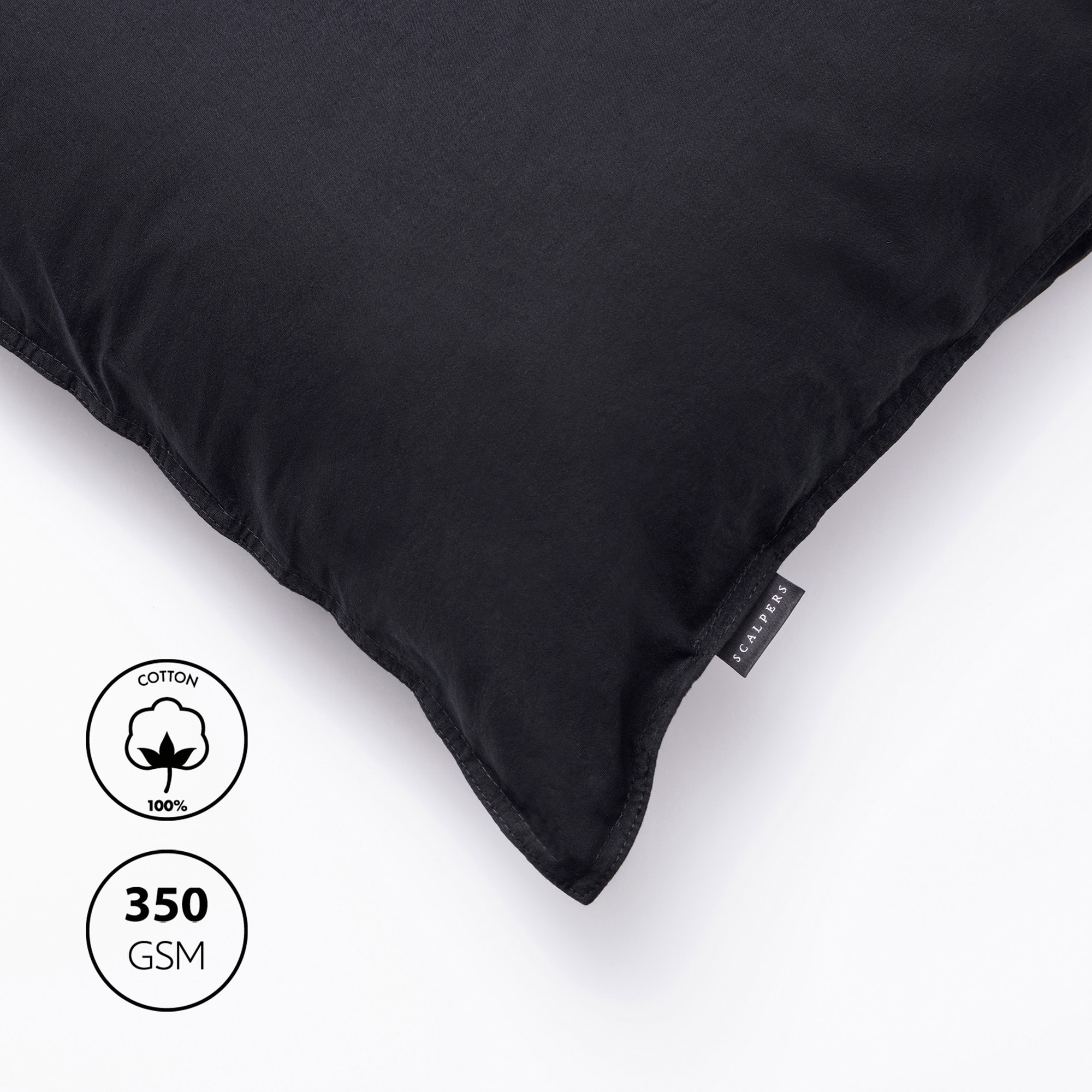 Cojín 45x45cm 100% algodón color negro scalpers home