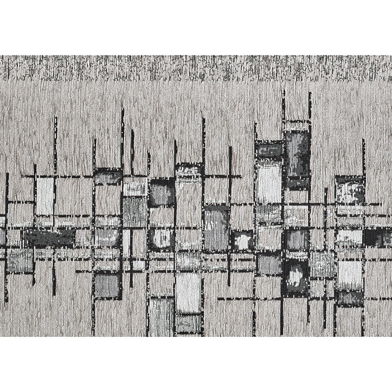 Tappeto Jacquard Ideale Cucina Ingresso Made In Italy Antiscivolo, Lavabile, Morbido Disegno Pixel Argento By Suardi