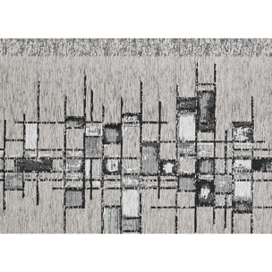 Tappeto Jacquard Ideale Cucina Ingresso Made In Italy Antiscivolo, Lavabile, Morbido Disegno Pixel Argento By Suardi