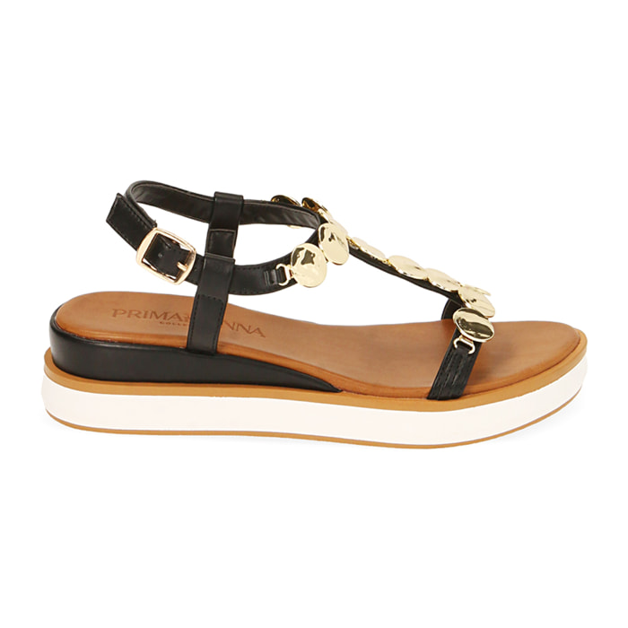 Sandalias negras, plataforma de 4,5 cm