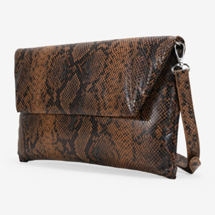 Bolso de mano marrón efecto serpiente