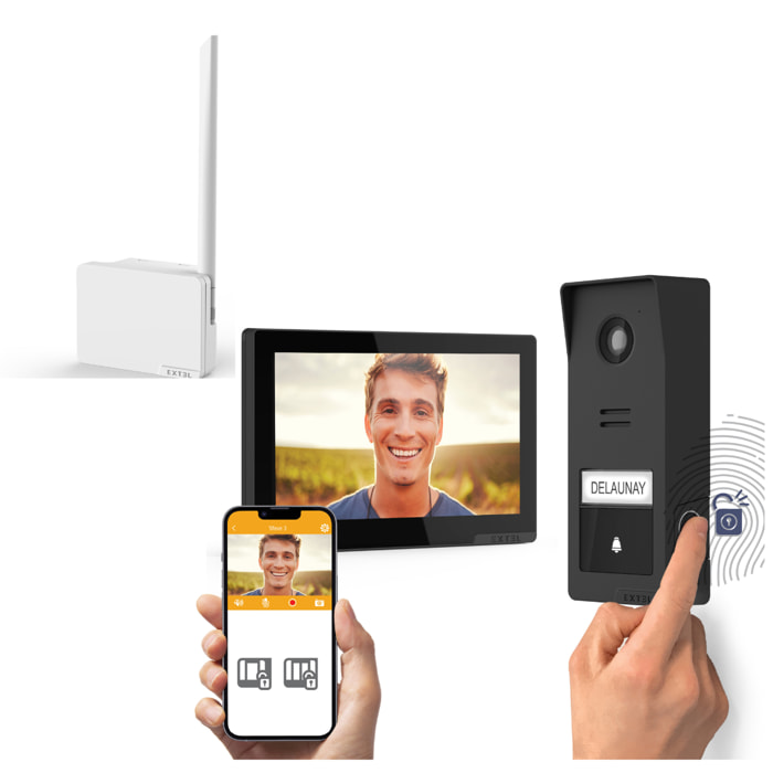 Pack visiophone Wave 3 sans fil, connecté et son répéteur de signal (portée jusqu'à 700 m)