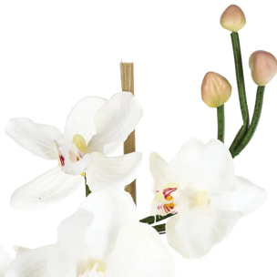 Composition d'orchidées artificielles vase verre H37cm