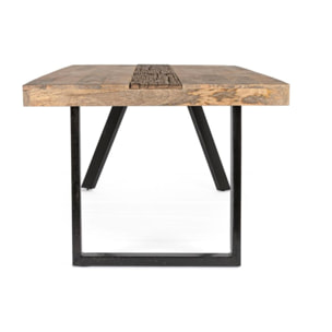 Tavolo MANCHESTER in legno di mango e gambe in acciaio nero, 200×100