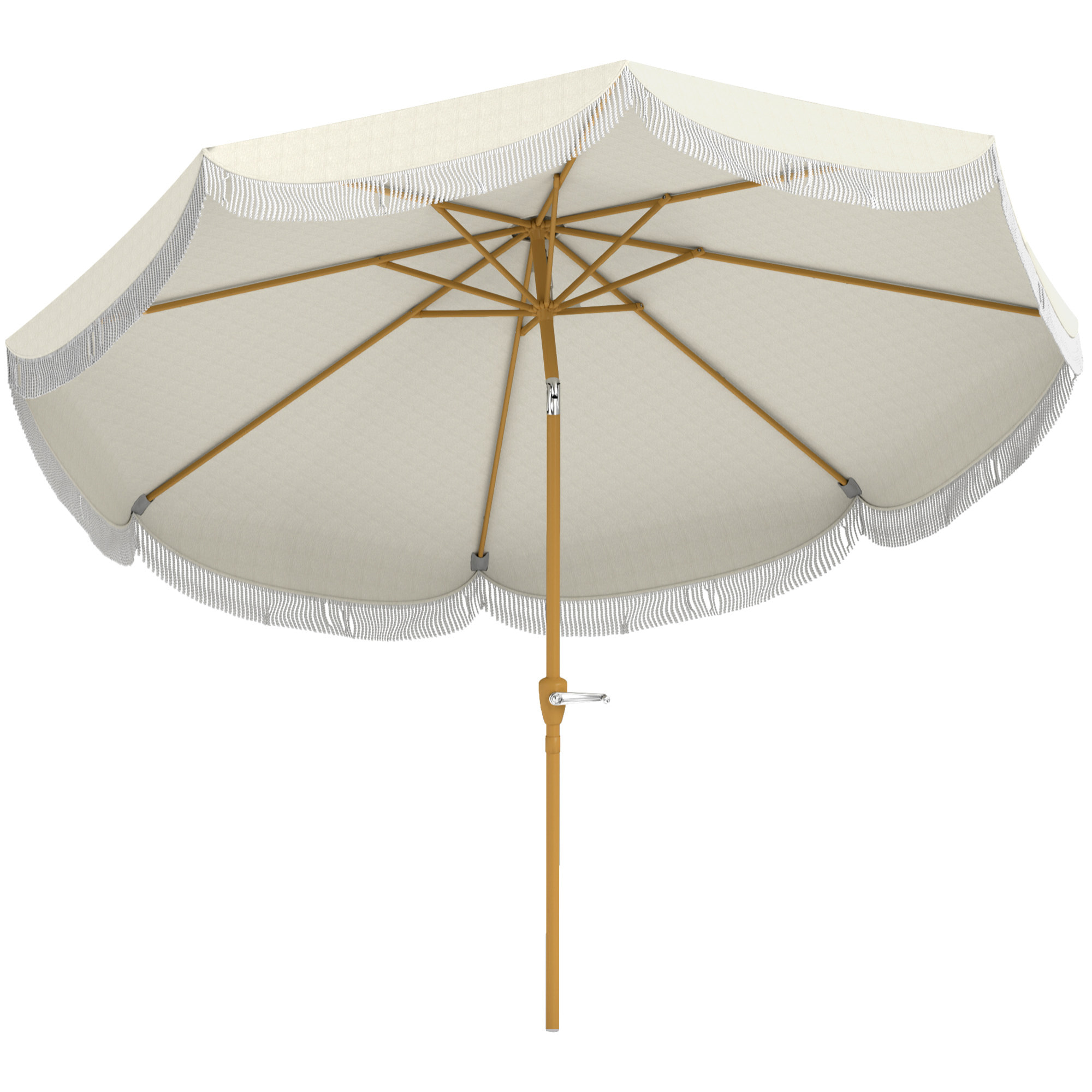 Sombrilla Terraza Exterior Ø269 cm Sombrilla de Jardín con Ángulo Ajustable y Manivela Protección UV30+ Parasol para Patio Terraza Beige