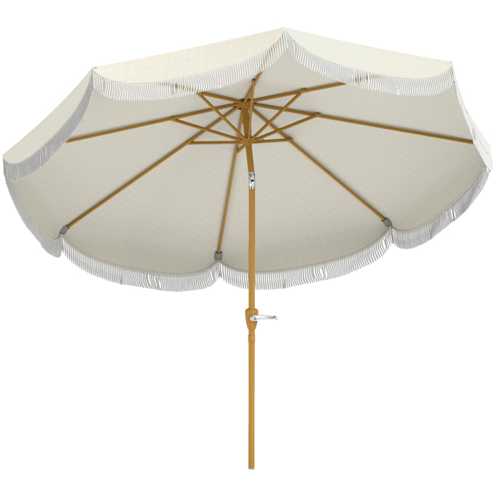 Sombrilla Terraza Exterior Ø269 cm Sombrilla de Jardín con Ángulo Ajustable y Manivela Protección UV30+ Parasol para Patio Terraza Beige