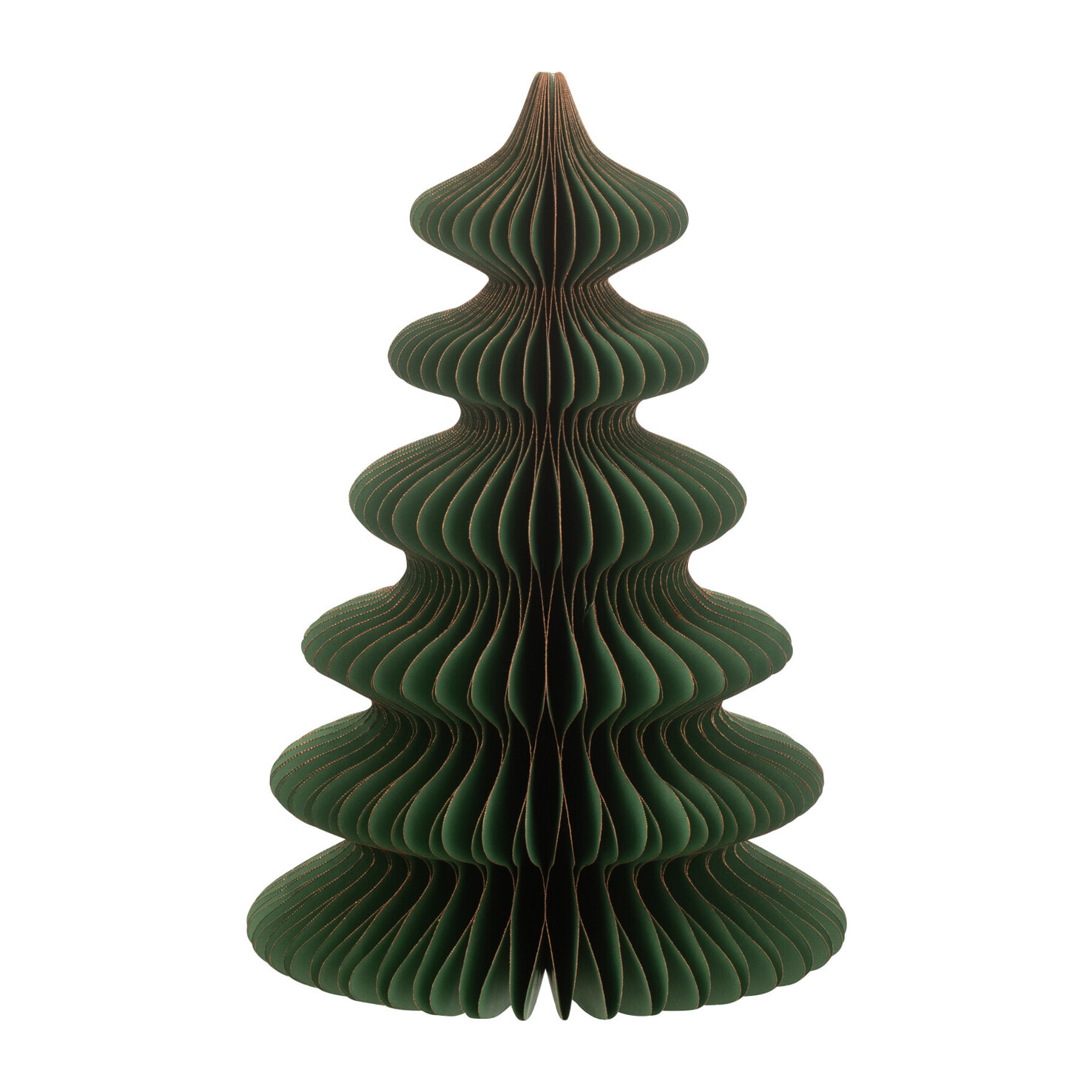 J-Line décoration sapin de Noël Vagues - papier - vert foncé/cuivre - small